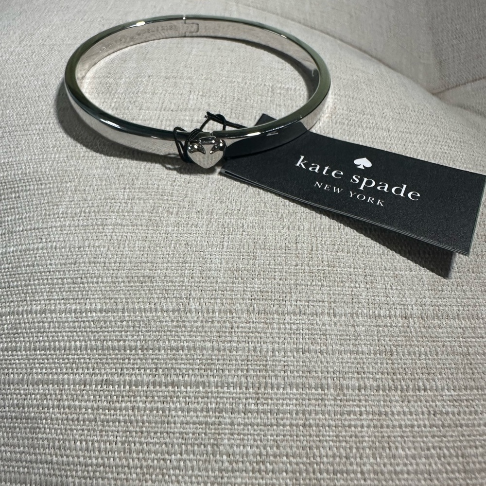 Kate Spade Silver Heart Charm Bangle Bracelet